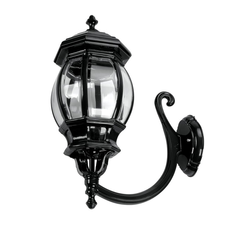 Vienna Curved Arm Upward Wall Light Large Black - 16124