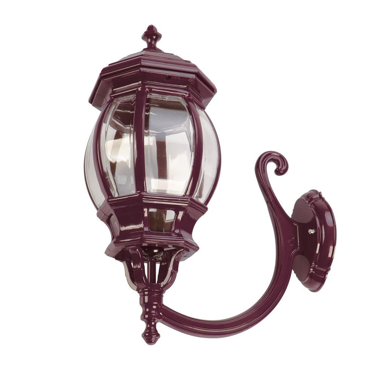 Vienna Curved Arm Upward Wall Light Large Burgundy - 16125