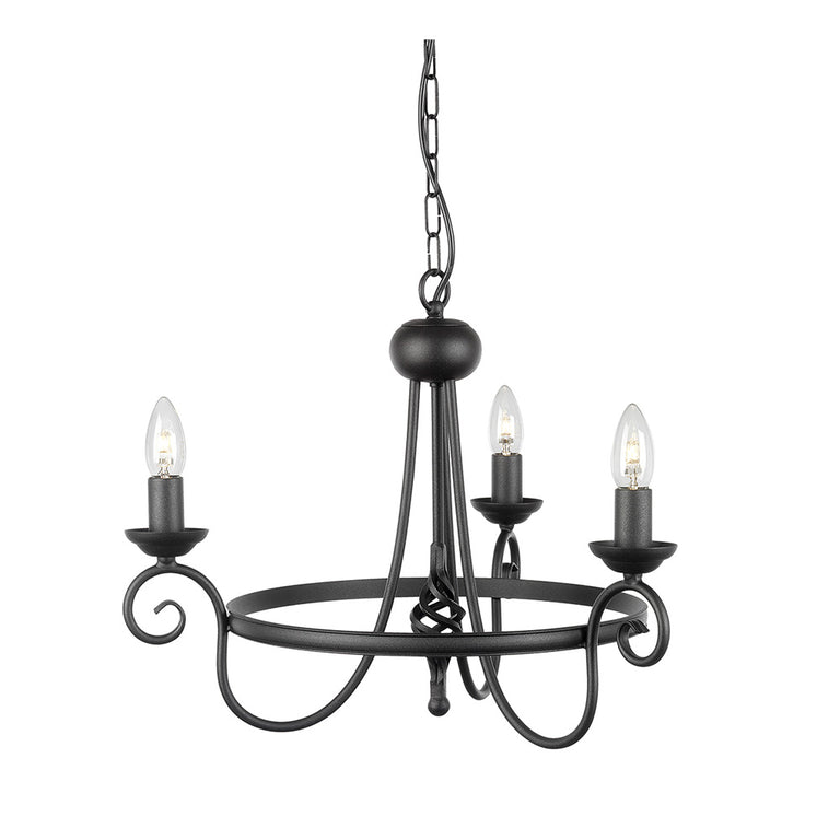 Harlech 3 Light Chandelier Black - HR3A-BLACK