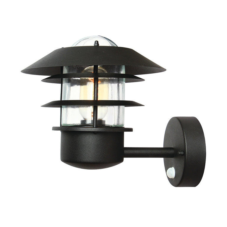Helsingor Wall Lantern With PIR Black - HELSINGOR-PIR-BK