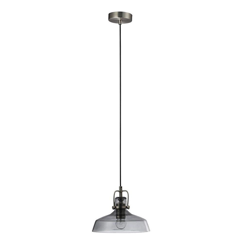 Hoist Glass Pendant Light Satin Chrome / Smoke - 22732