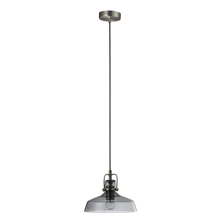 Hoist Glass Pendant Light Satin Chrome / Smoke - 22732