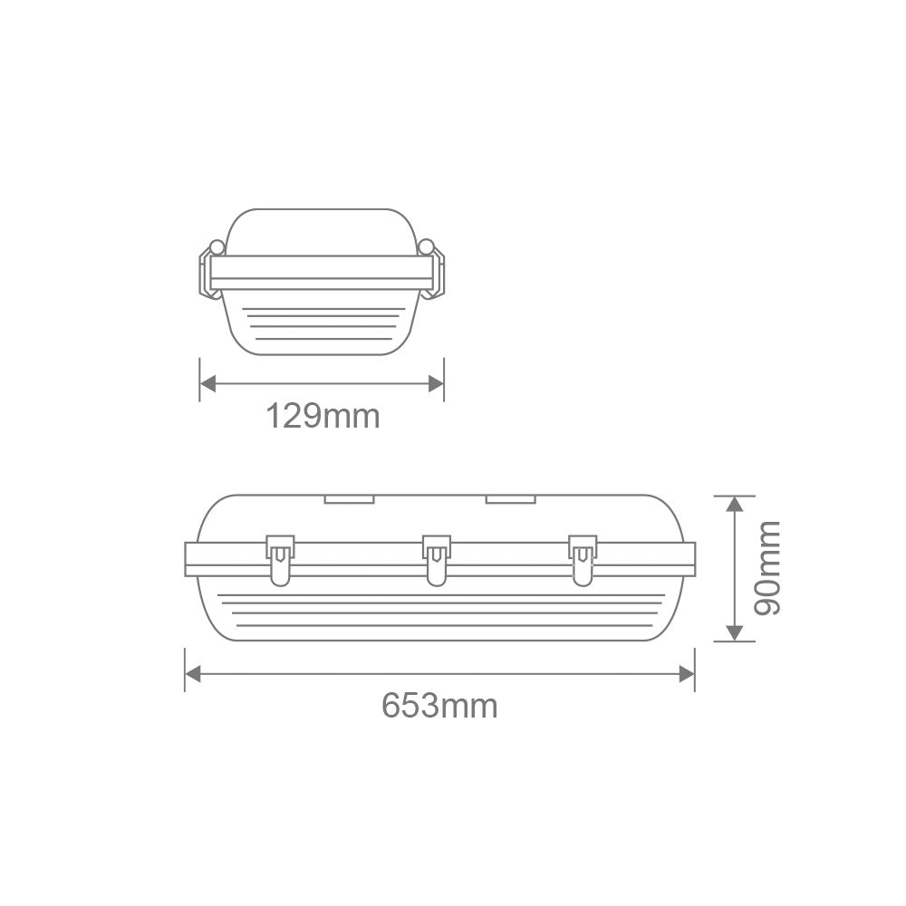 Hydro 20W 600mm LED Emergency Weatherproof Batten With Dim Sensor Tri-Colour IP65 - 66031
