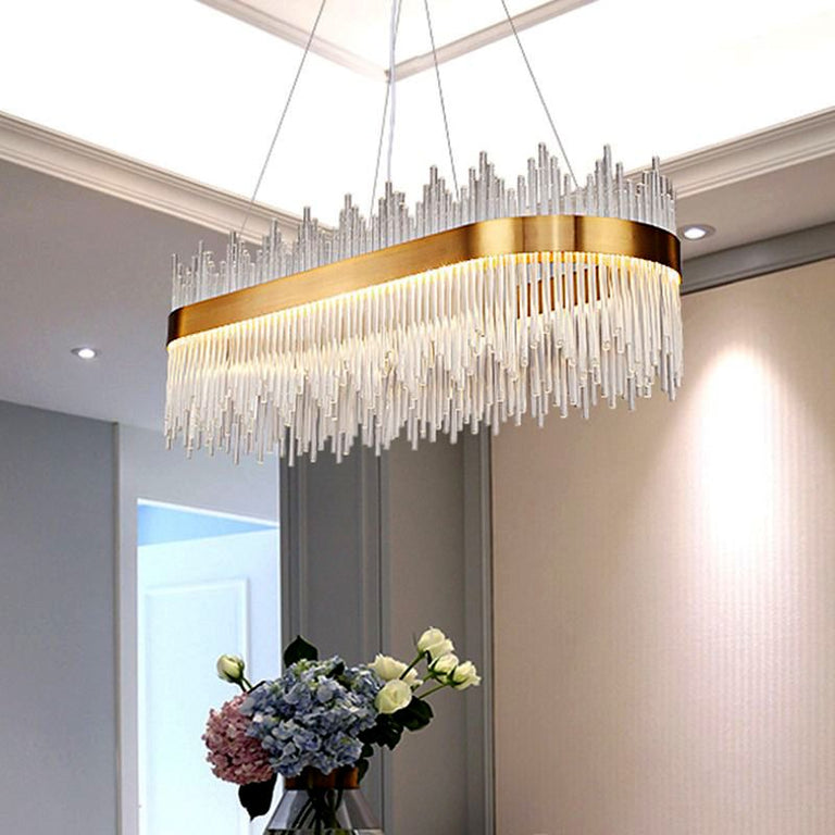 Jasper Oval LED Crystal Pendant Gold / Warm White