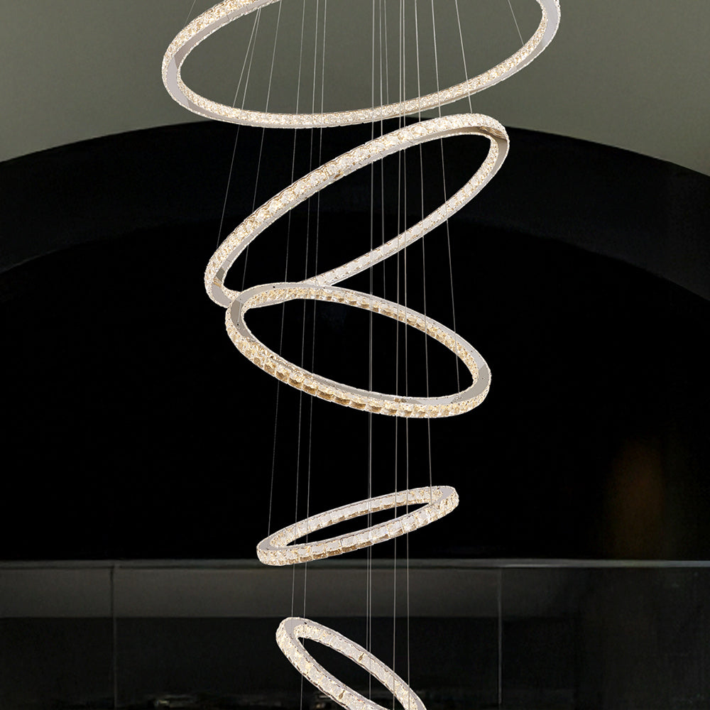 Jewel 6 Tier LED Crystal Pendant Chrome / Tri-Colour