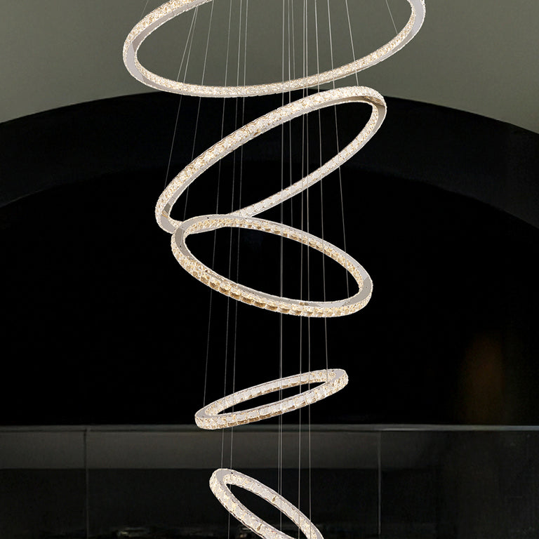 Jewel 6 Tier LED Crystal Pendant Chrome / Tri-Colour