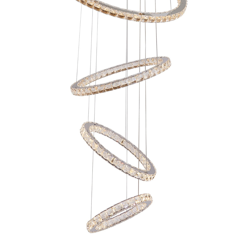 Jewel 6 Tier LED Crystal Pendant Chrome / Tri-Colour
