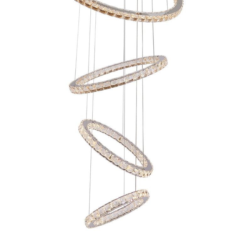Jewel 6 Tier LED Crystal Pendant Chrome / Tri-Colour
