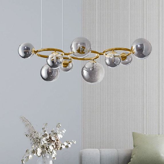 Jupiter 9 Light Pendant Gold / Smoke