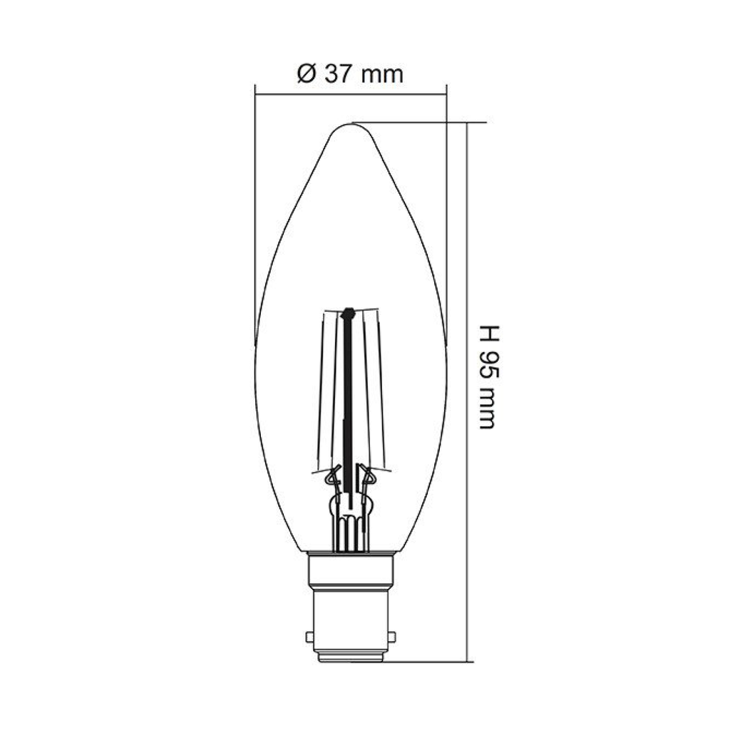 Filament Clear Candle 4W B15 Dimmable LED Globe / Warm White - LCA27B15D/C