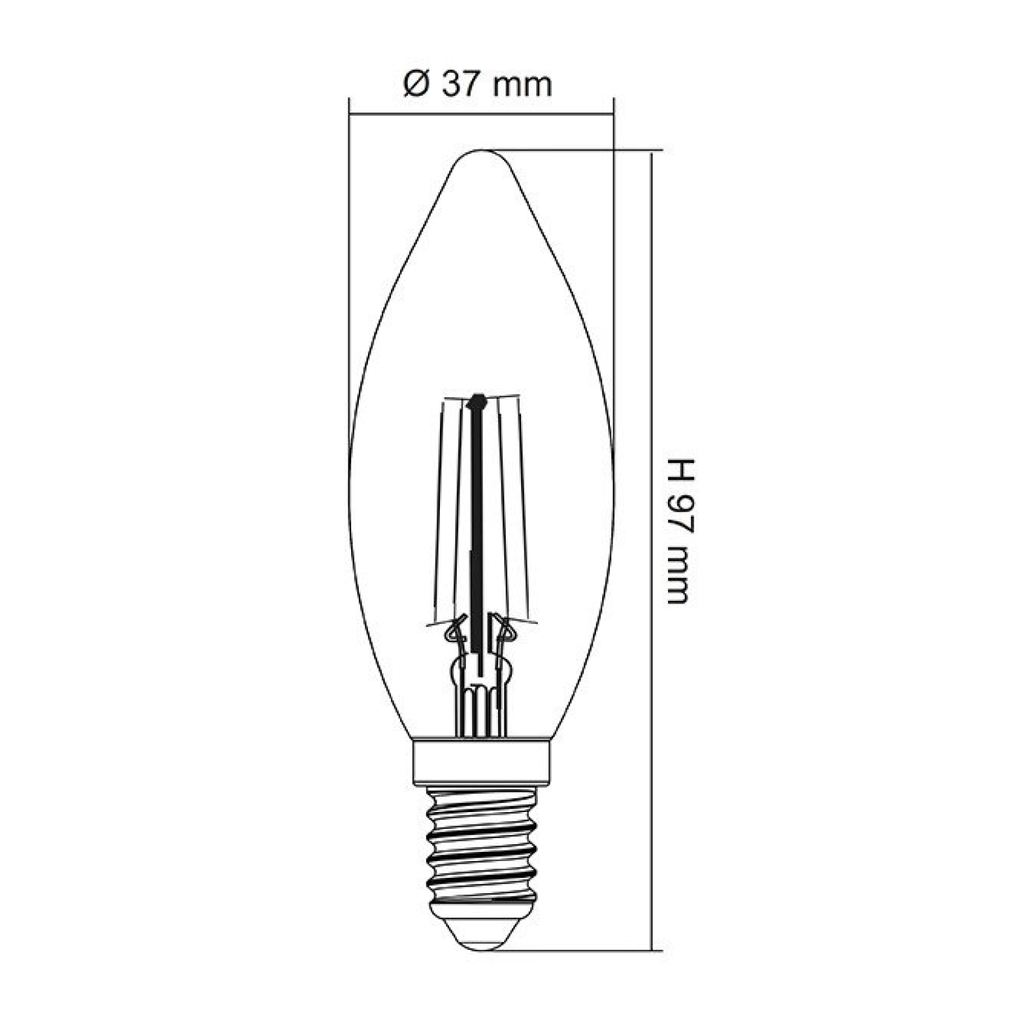 Filament Clear Candle 4W E14 Dimmable LED Globe / Daylight - LCA50E14D/C