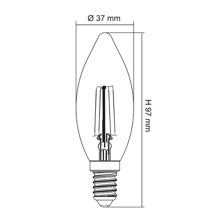 Filament Clear Candle 4W E14 Dimmable LED Globe / Daylight - LCA50E14D/C