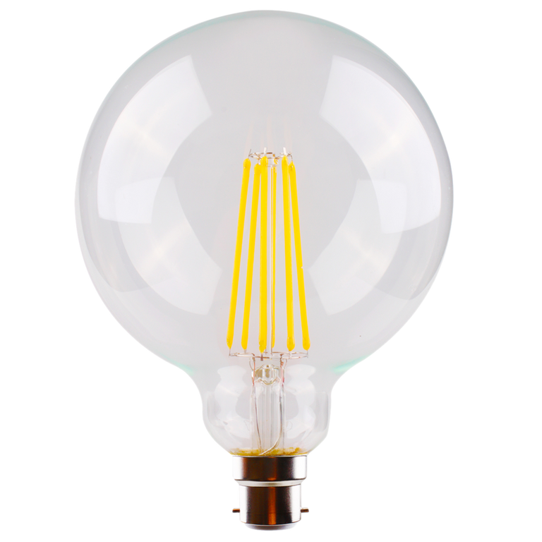 Filament Clear G125 Spherical 8W B22 Dimmable LED Globe / Warm White - LG125/27B22D/C