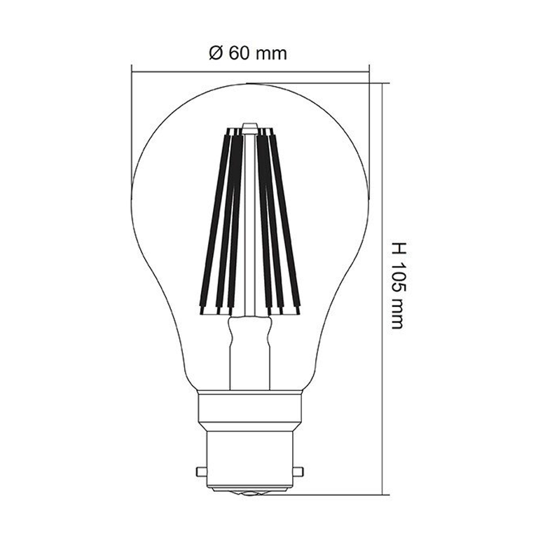 Filament Clear GLS 8W B22 Dimmable LED Globe / Daylight - LG9/50B22D/C