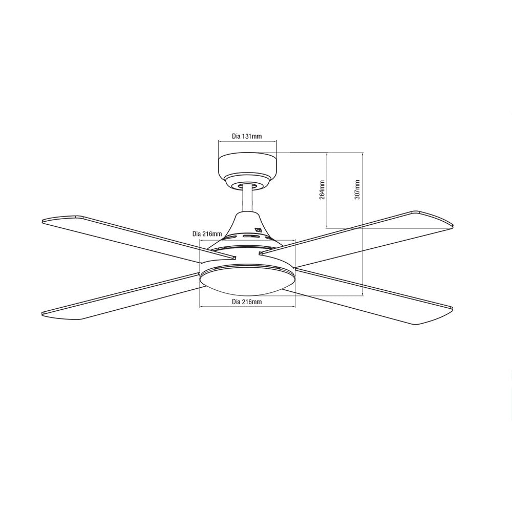 Link 48" AC Ceiling Fan With Wall Control Matt Black - FSL124M