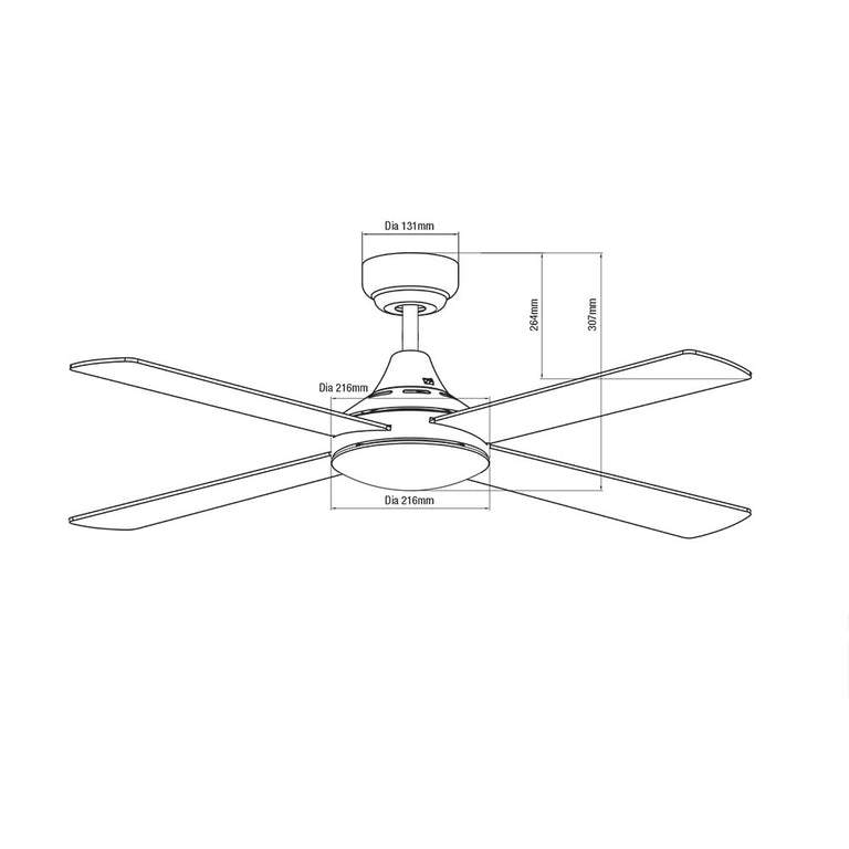 Link 48" AC Ceiling Fan With Wall Control Matt Black - FSL124M