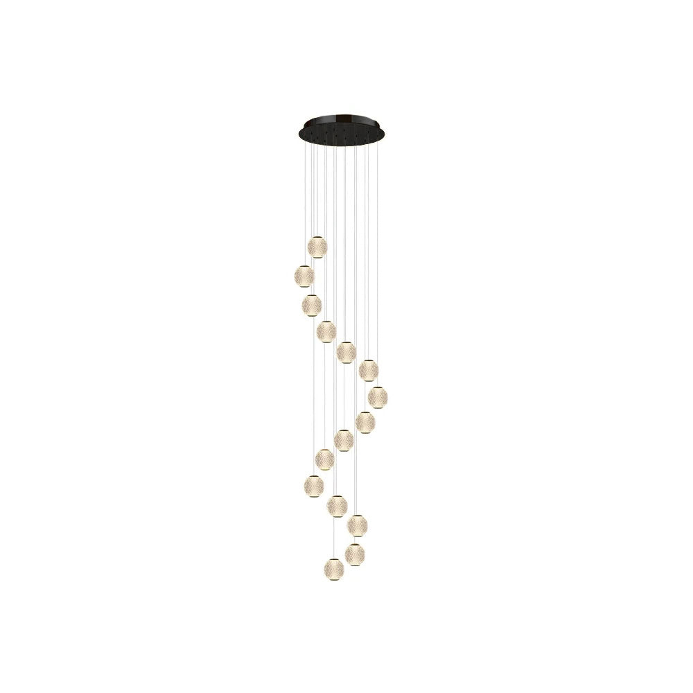 London 15 Light LED Pendant Black / Warm White