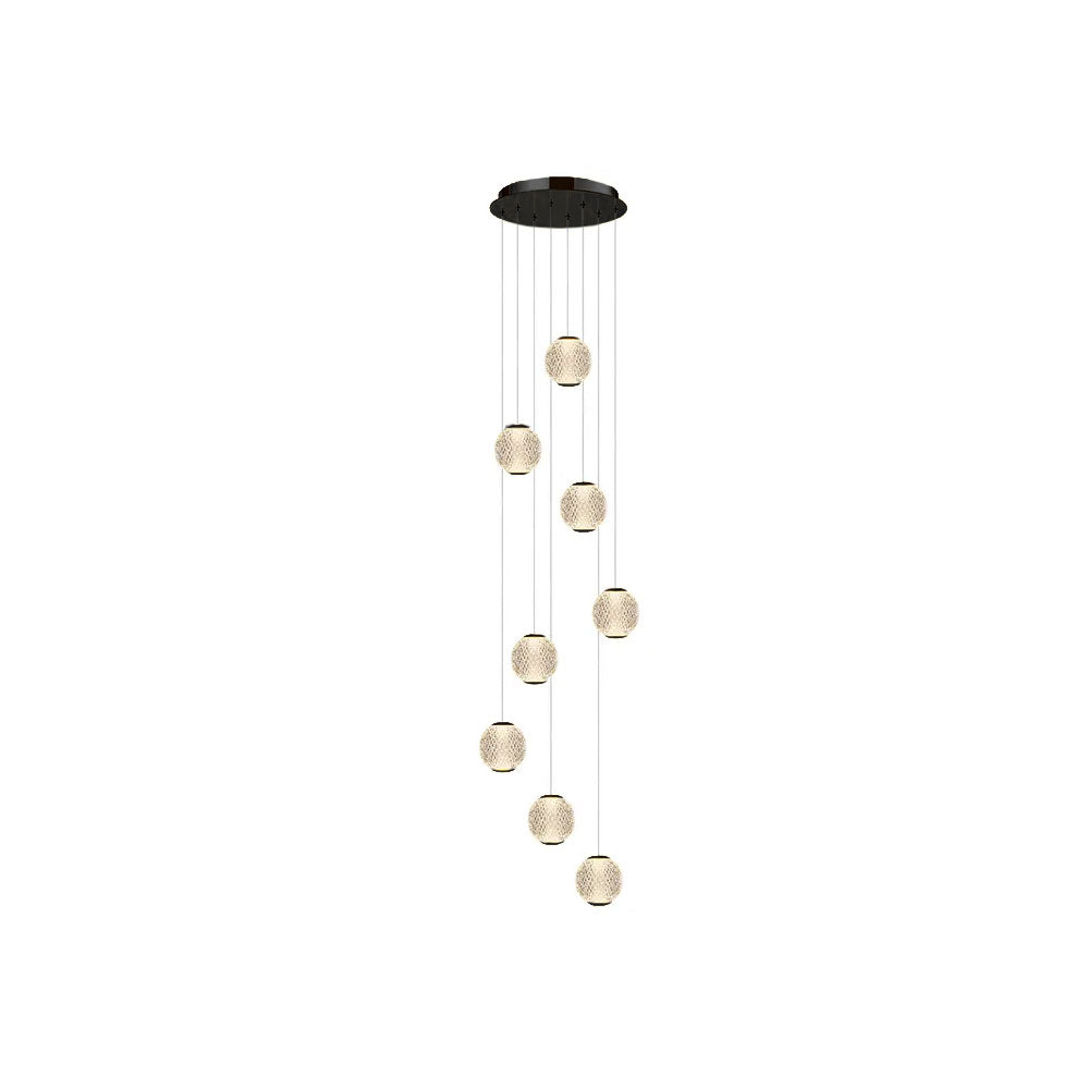 London 8 Light LED Pendant Black / Warm White