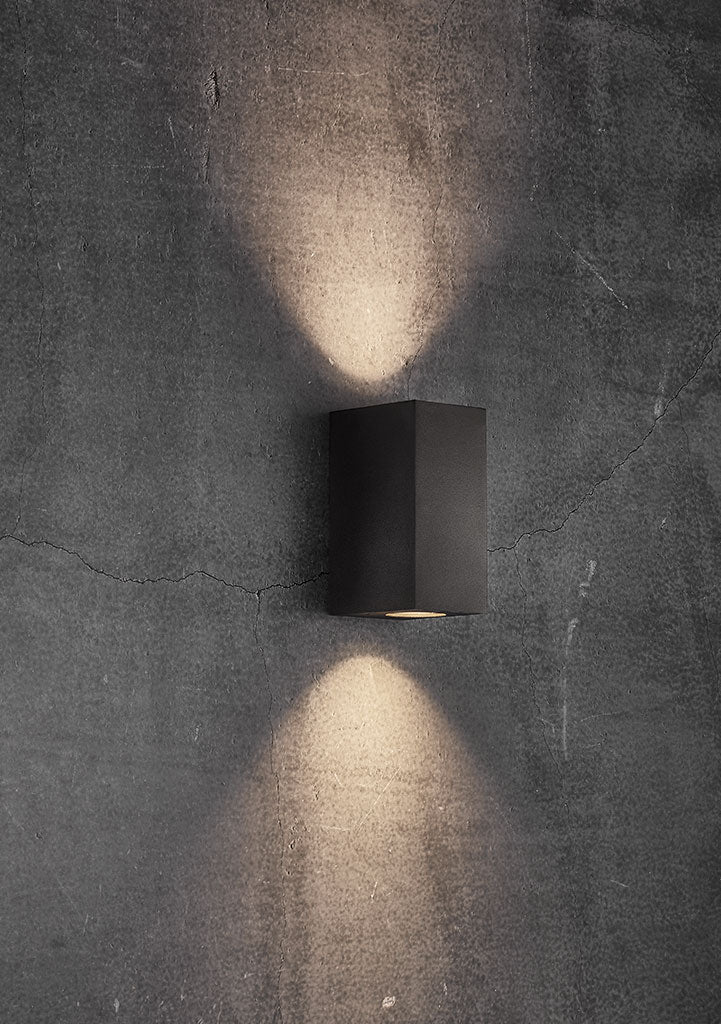 Canto Maxi Kubi GU10 240V Up & Down Wall Pillar Light Black - 49731003