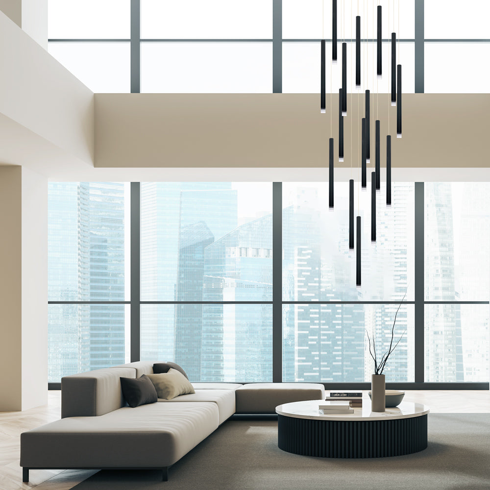 Metero 16 Light LED Pendant Black
