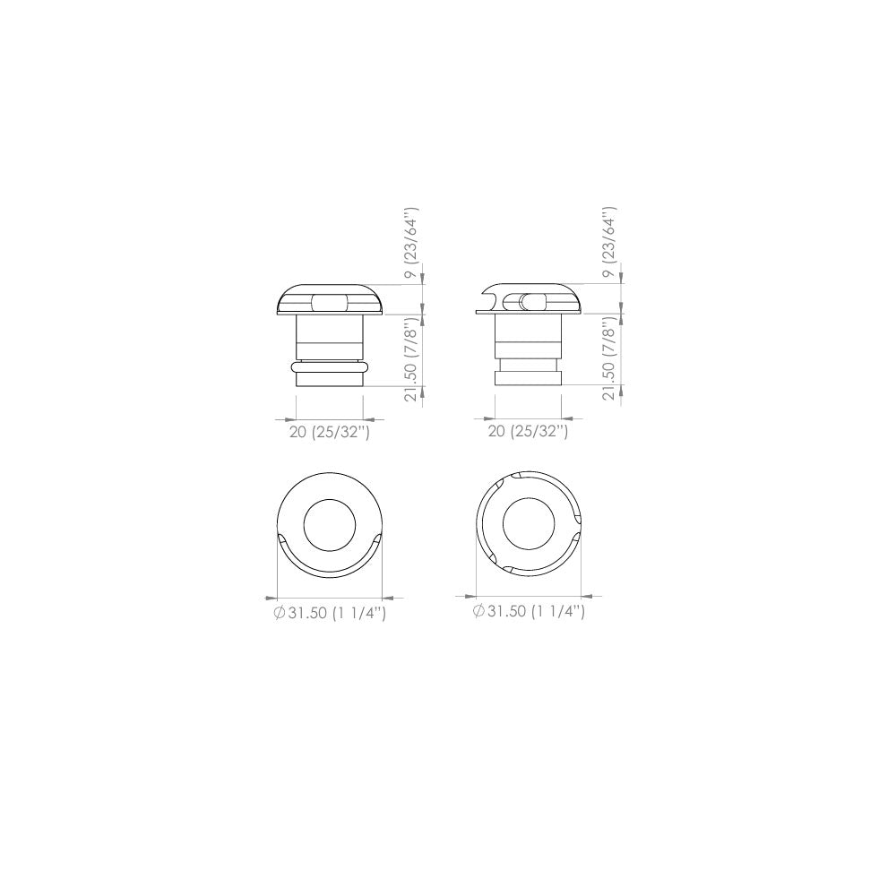 Micro Recessed Steplight 1W LED 180° Copper / Warm White