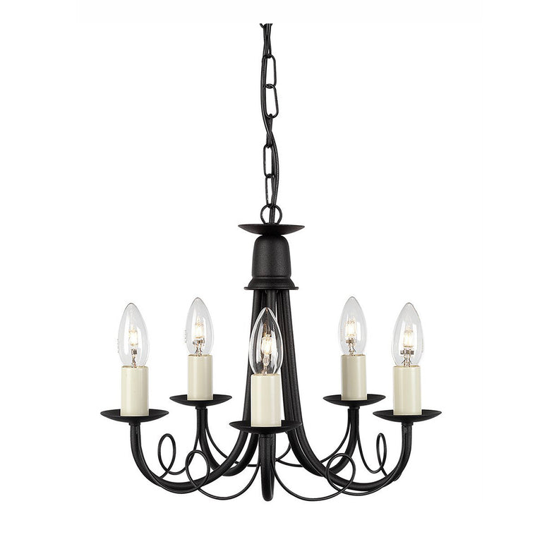 Minster 5 Light Chandelier Black - MN5-BLACK