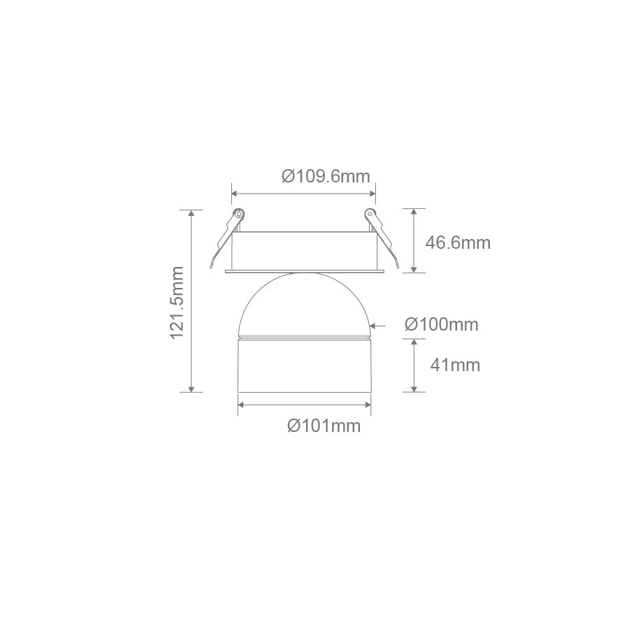 Moon 6W/9W 240V Dimmable LED Tube Recessed Ceiling Light Matt Black / Tri-Colour - 22810