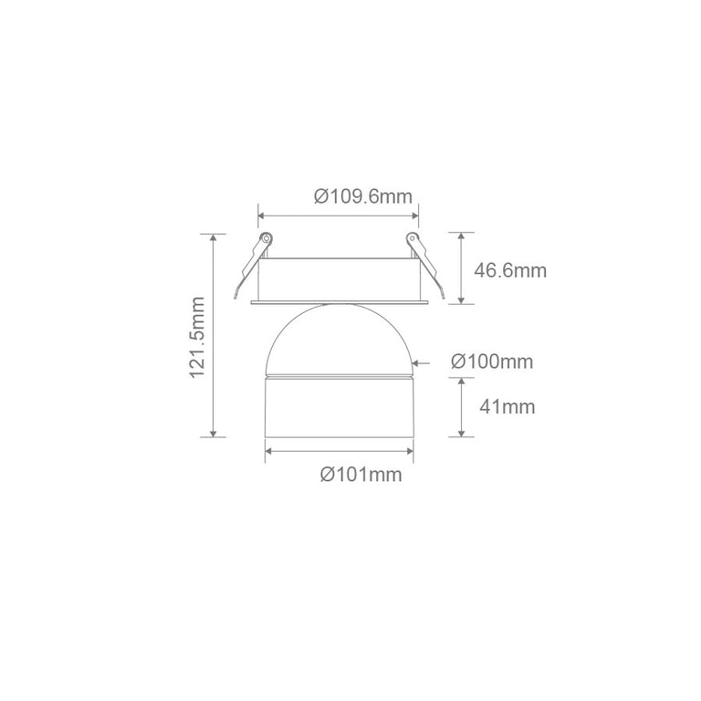 Moon 6W/9W 240V Dimmable LED Tube Recessed Ceiling Light Matt Black / Tri-Colour - 22810