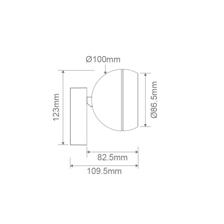Moon 6W/9W 240V Dimmable LED Flood Wall Light Matt Black / Tri-Colour - 22820