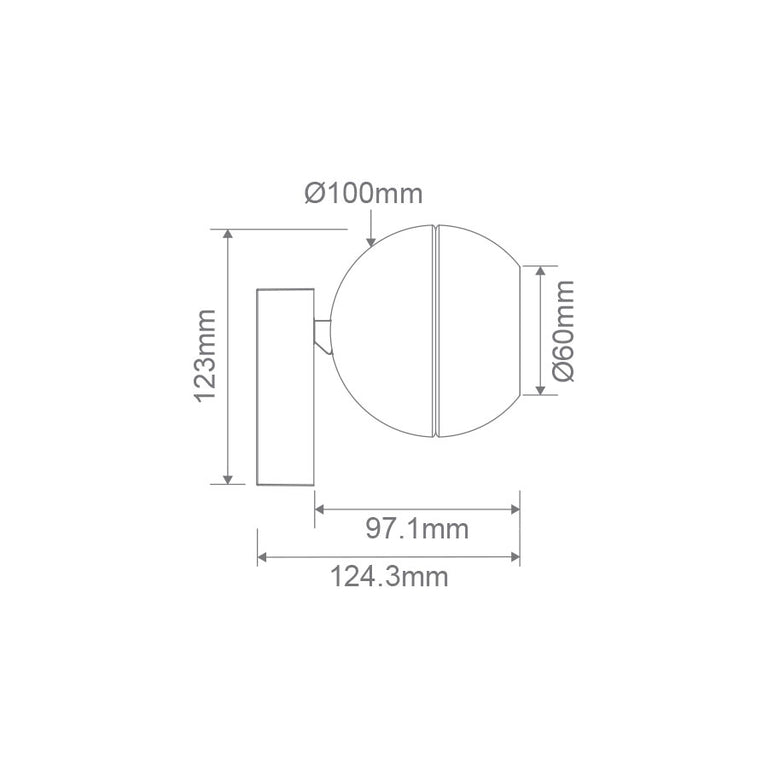 Moon 6W/9W 240V Dimmable LED Spot Wall Light Matt Black / Tri-Colour - 22824