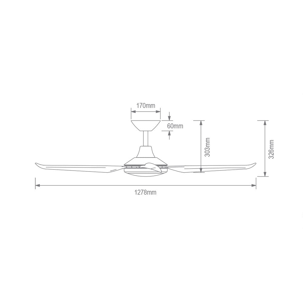 Motion 4 Blade 52" DC Ceiling Fan With 18W Dimmable LED White / Tri-Colour - 60051