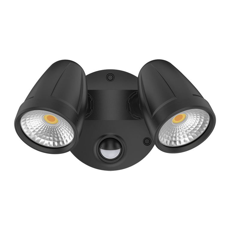 Muro Max 32W LED Twin Head Spotlight With Sensor Black / Tri-Colour - 25086