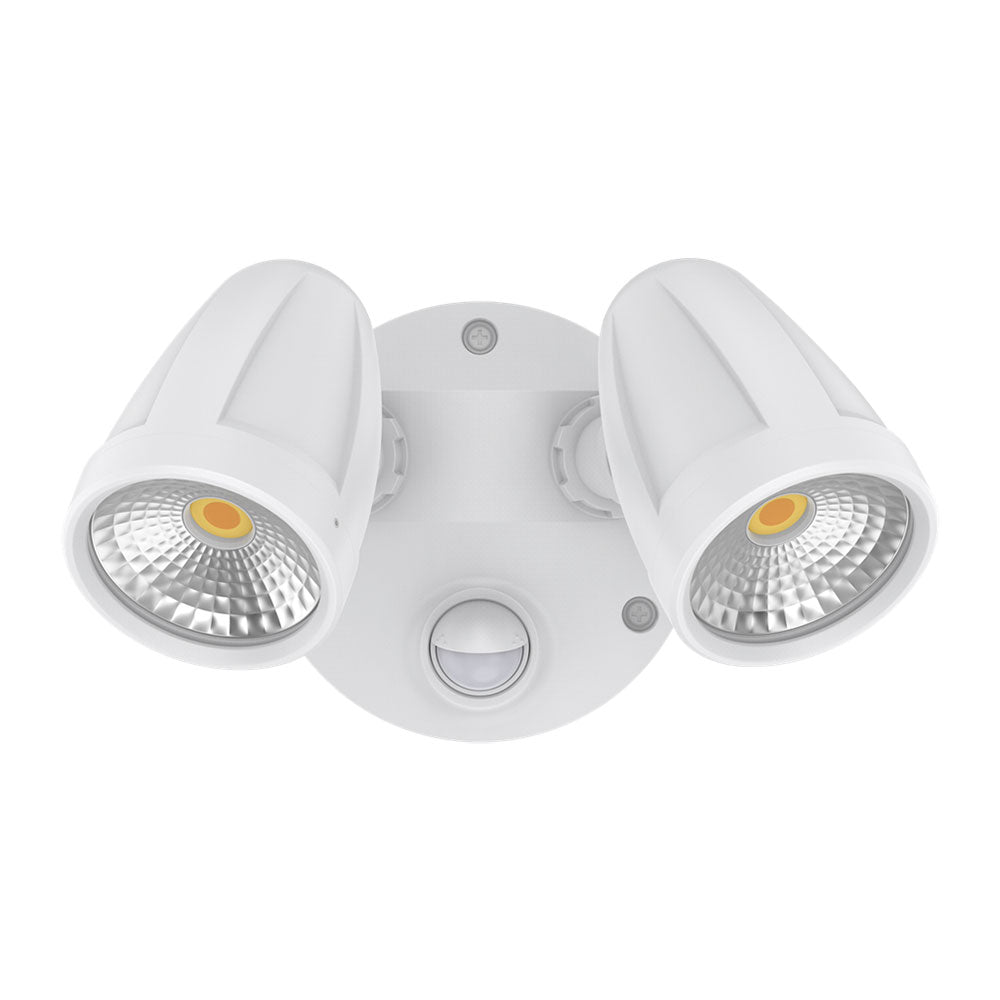 Muro Max 32W LED Twin Head Spotlight With Sensor White / Tri-Colour - 25087