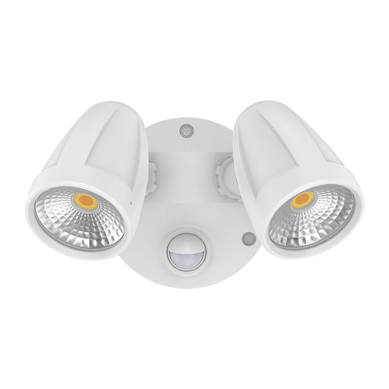 Muro Max 32W LED Twin Head Spotlight With Sensor White / Tri-Colour - 25087