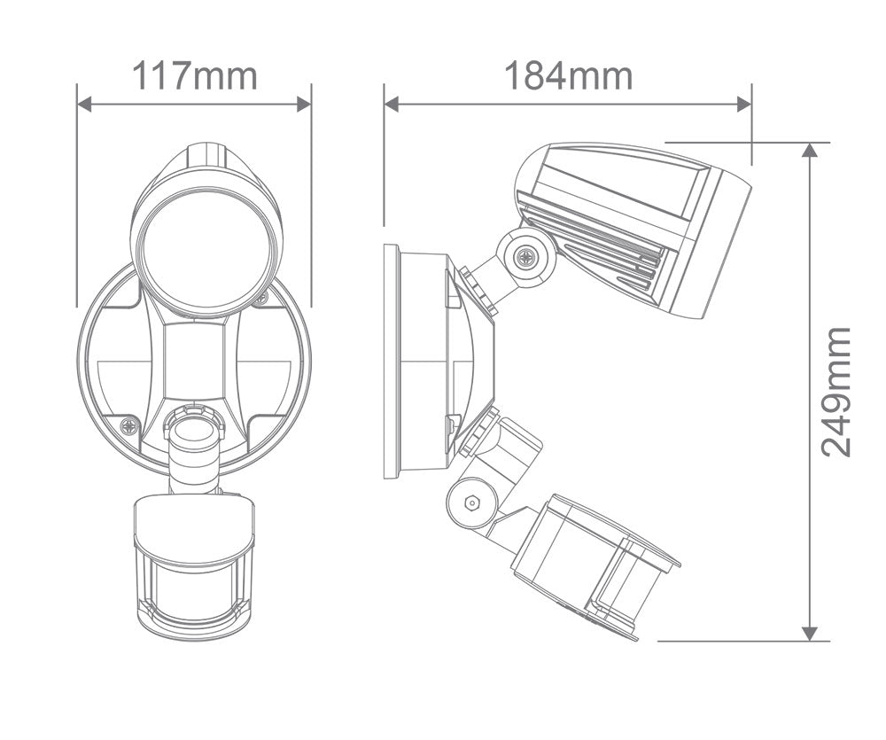 Muro 15 Watt Single Head LED Spotlight with Sensor White / Tri Colour - 25058