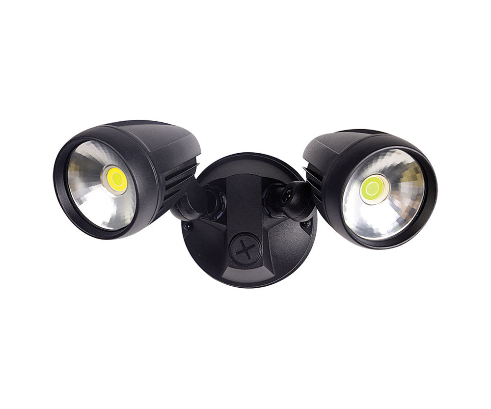 Muro 30 Watt Twin Head LED Spotlight Black / Tri Colour - 25059
