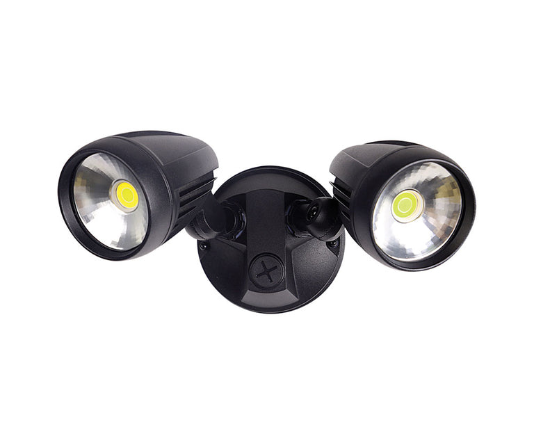 Muro 30 Watt Twin Head LED Spotlight Black / Tri Colour - 25059