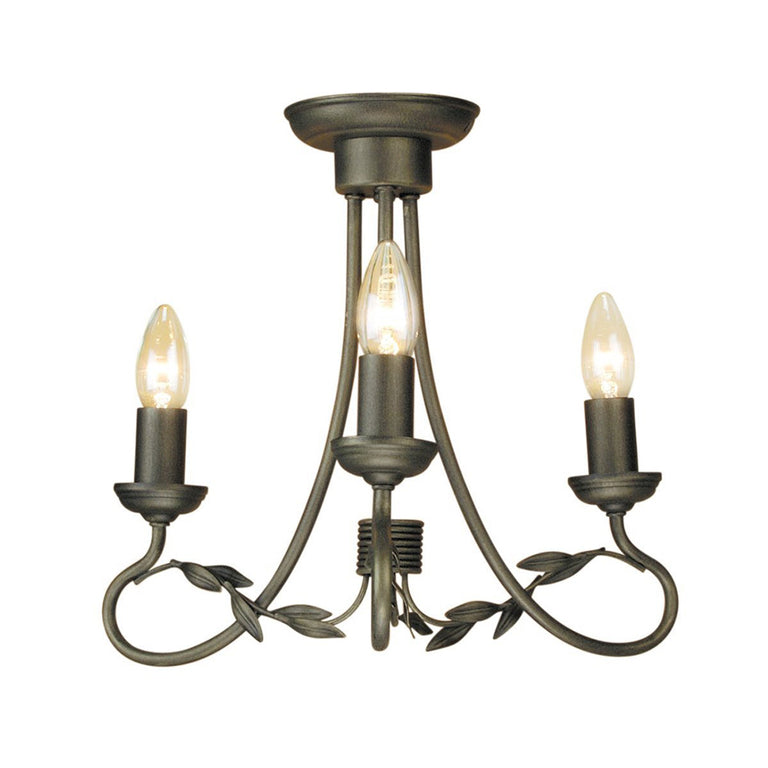 Olivia 3 Light Chandelier Black / Gold - OV3-BLK-GOLD