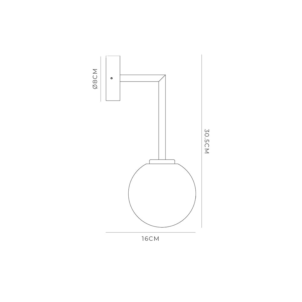 Orb Long Arm Medium Wall Light Chrome IP44