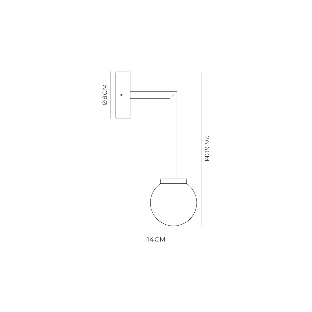 Orb Long Arm Small Wall Light Chrome IP44