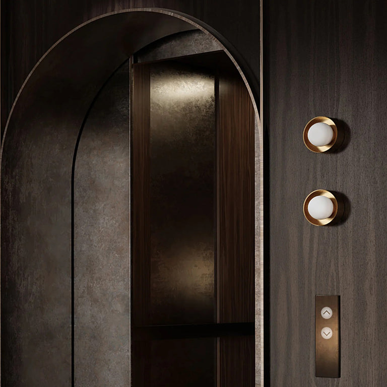 Orb Sur Small Wall Light Old Brass IP44