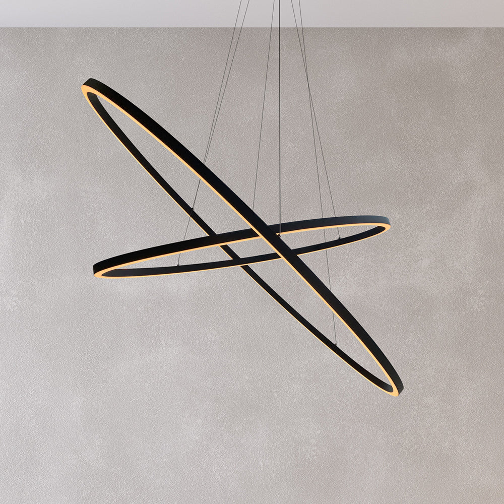 Oval 2 Tier LED 1350mm Dimmable Pendant Black / Warm White