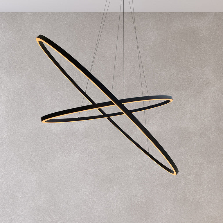 Oval 2 Tier LED 1350mm Dimmable Pendant Black / Warm White