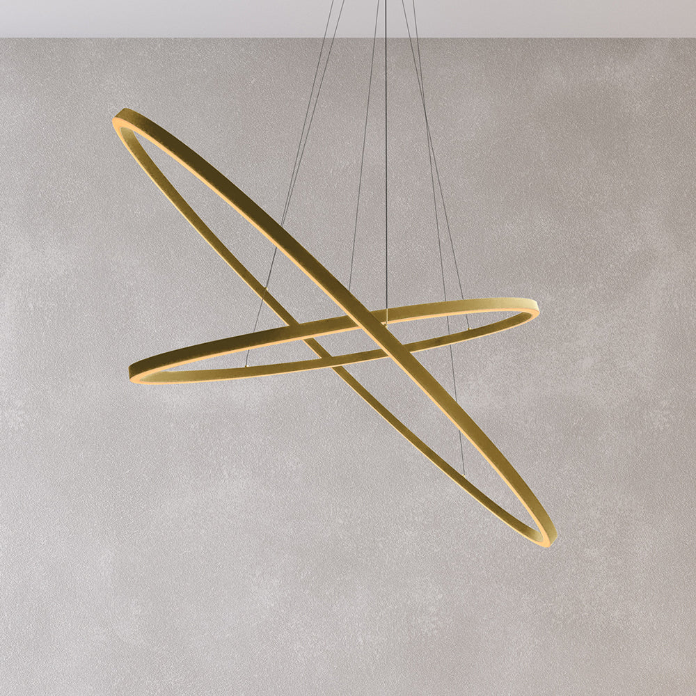 Oval 2 Tier LED 1350mm Dimmable Pendant Gold / Warm White