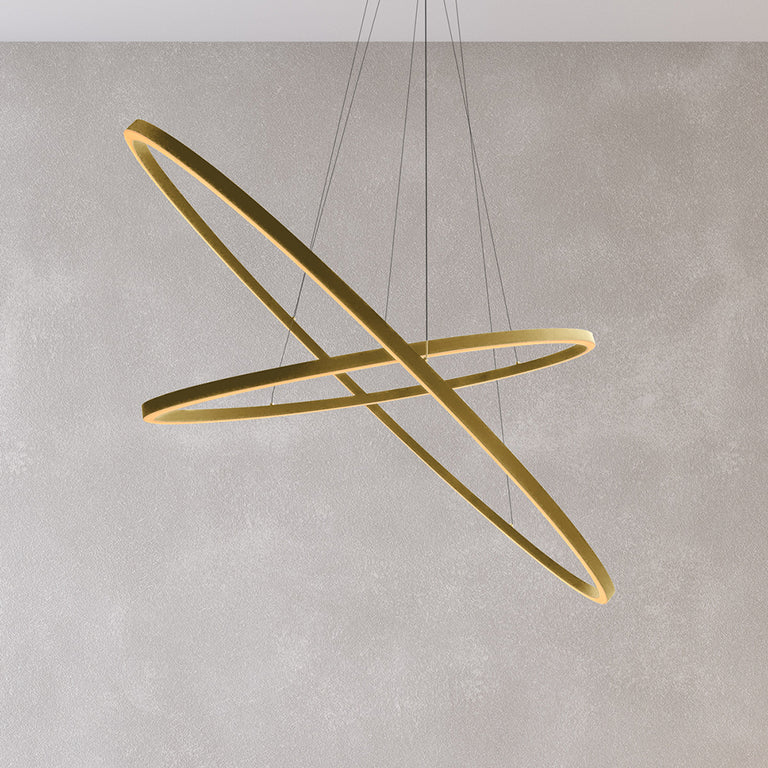 Oval 2 Tier LED 1350mm Dimmable Pendant Gold / Warm White