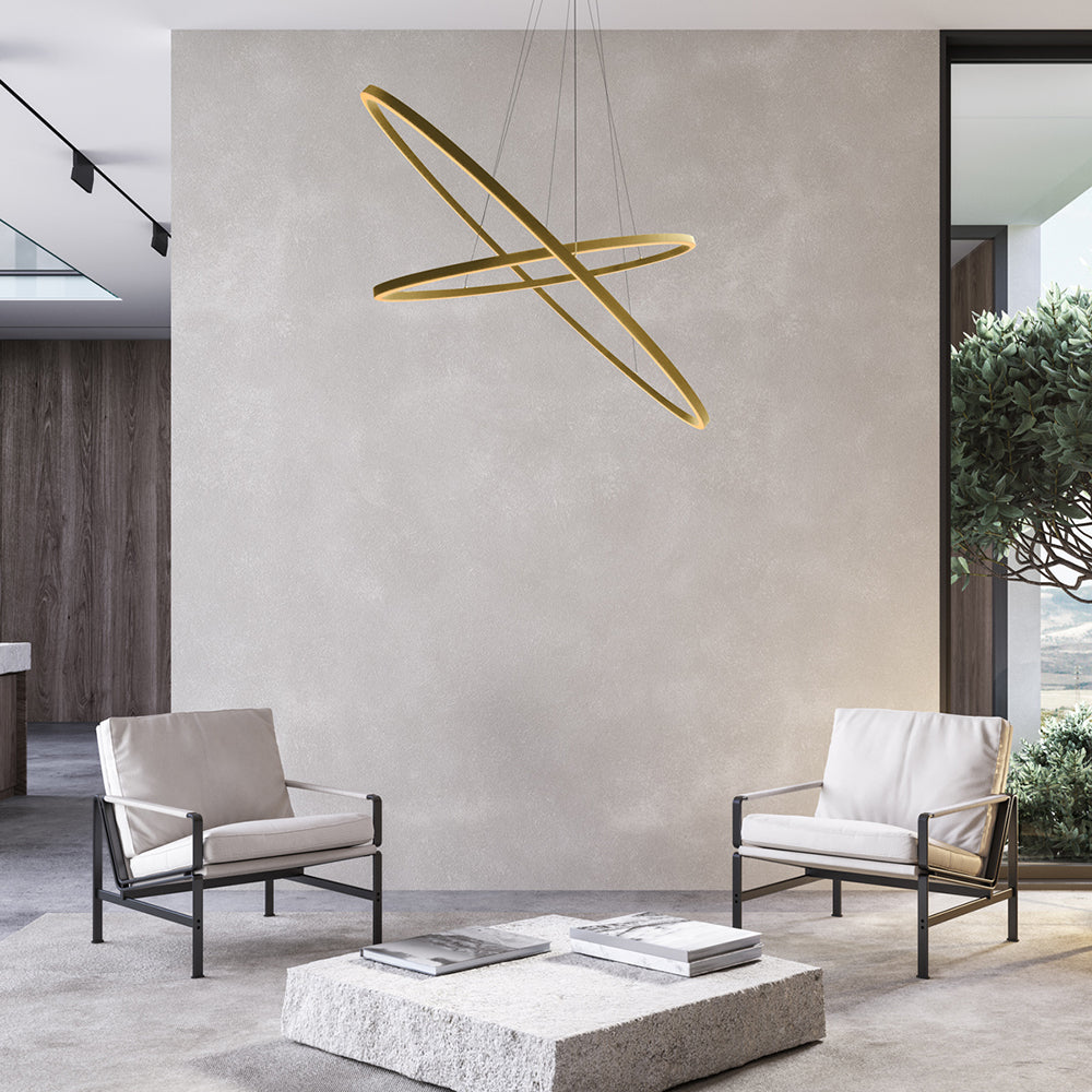 Oval 2 Tier LED 1350mm Dimmable Pendant Gold / Warm White