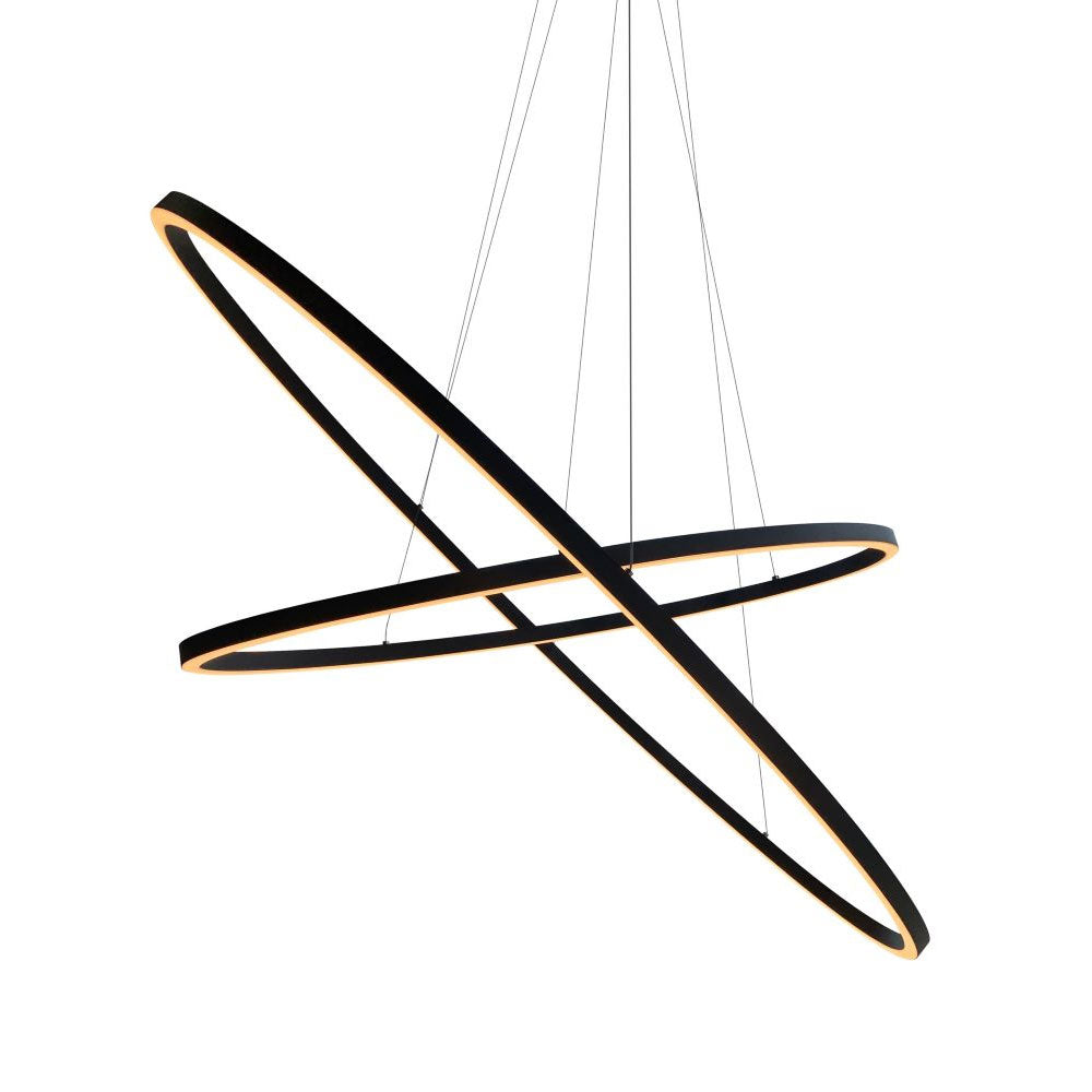 Oval 2 Tier LED 1350mm Dimmable Pendant Black / Warm White
