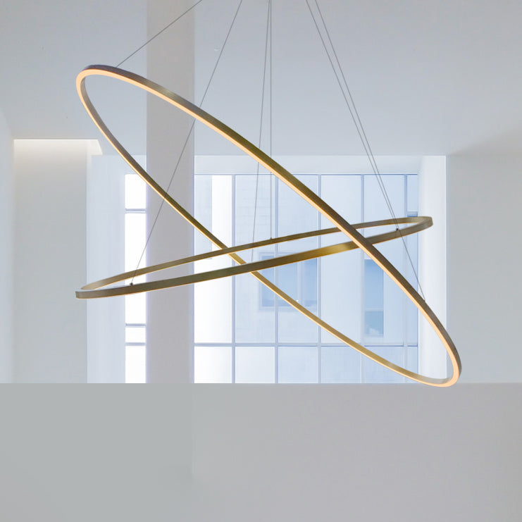 Oval 2 Tier LED 1860mm Dimmable Pendant Gold / Warm White