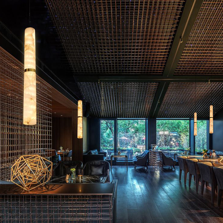 Panish 500mm LED Marble Pendant Gold