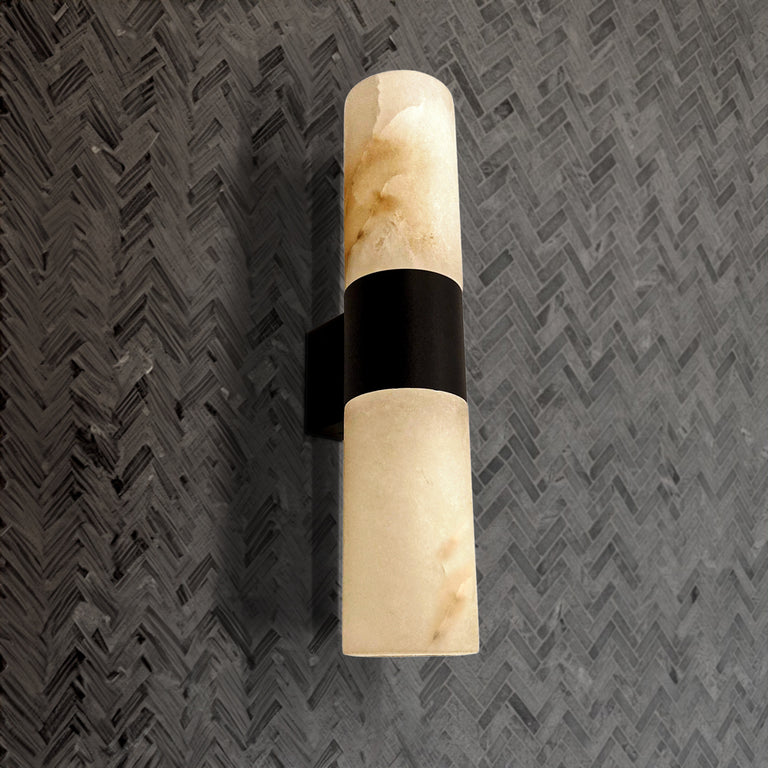 Panish 2 Light Marble Wall Light Black